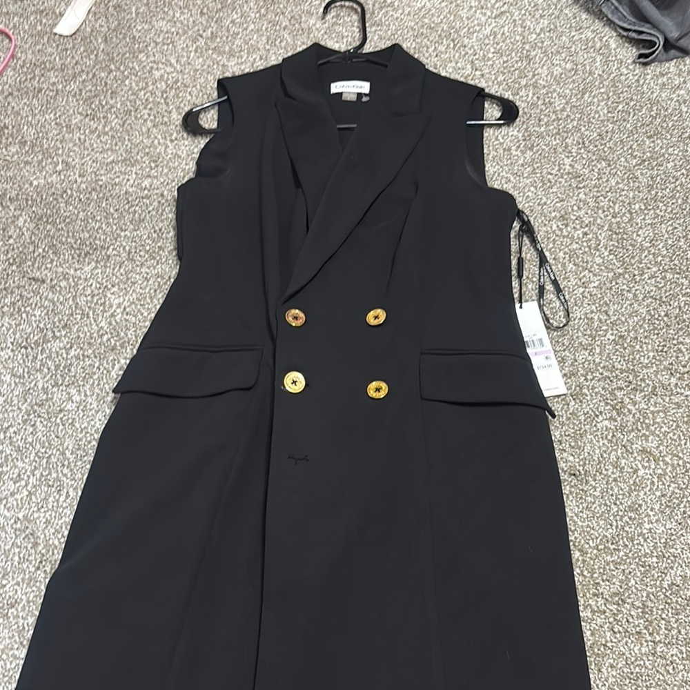 Calvin Black Sleeveless Blazer Dress